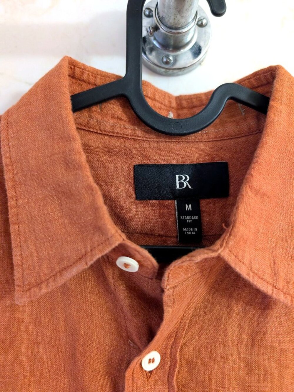 Banana Republic Men's Rust Linen Button-Up Shirt — M, Standard Fit